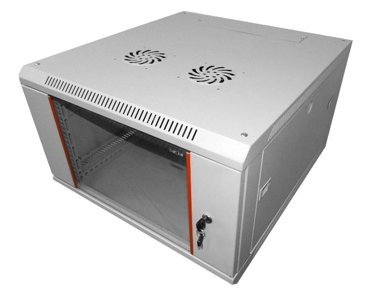 Шкаф настенный 6U серия WM (600х650х370), передняя дверь стекло, разборный, серый Netko