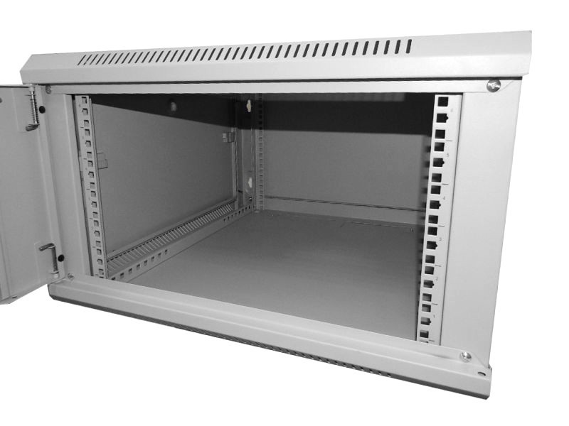 Шкаф настенный 6U серия WM (600х650х370), передняя дверь стекло, разборный, серый Netko