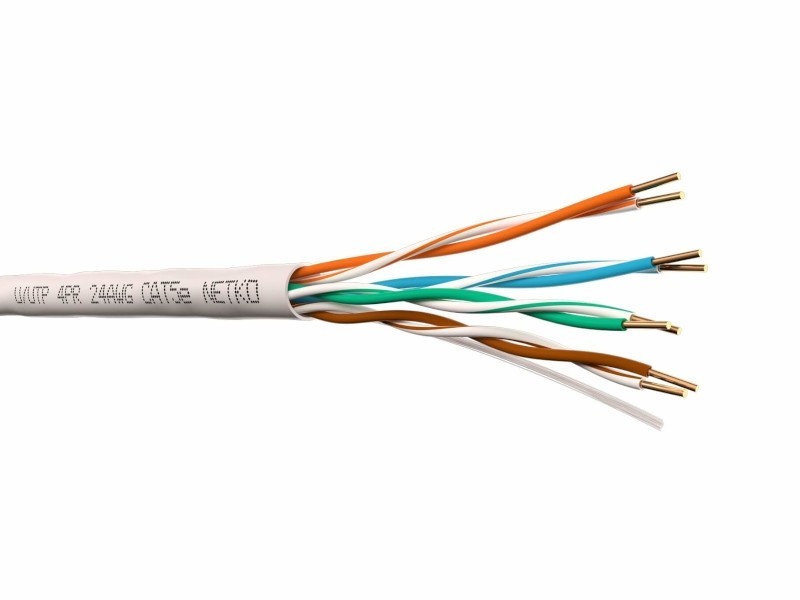Кабель U/UTP4 cat.5e, 4 пары, 24 AWG, BC, одножильный, серый, FLUKE TEST, NETKO Expert СКС 50м