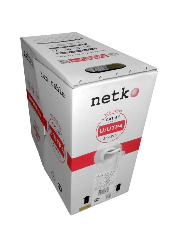 Кабель U/UTP4 cat.5e, 4 пары, 24 AWG, BC, одножильный, серый, FLUKE TEST, NETKO Expert СКС 50м