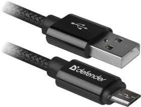 Кабель USB2.0/MICRO-USB 1M BLACK USB08-03T 87802 DEFENDER