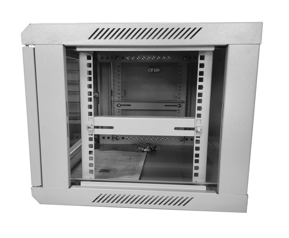 Шкаф настенный 6U серия WMA (Wall Maestro) (600х450х370), передняя дверь стекло, собранный, серый Netko А