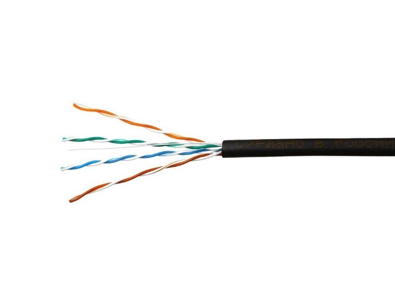 Кабель Skynet Standard UTP4 cat.5е, одножильный, Cu, Проходит Fluke тест, для наружных работ, черный 3м