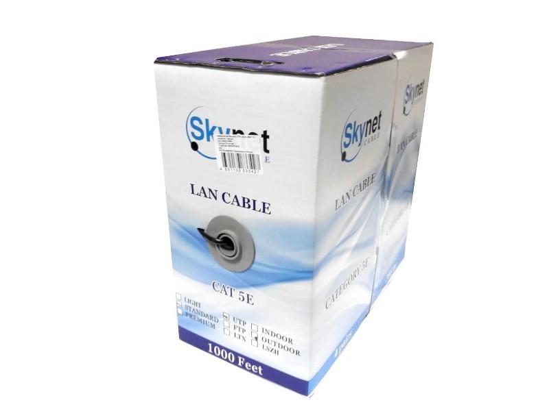 Кабель Skynet Standard UTP4 cat.5е, одножильный, Cu, Проходит Fluke тест, для наружных работ, черный 50м