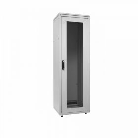  					Шкаф напольный 19, SZBD, 38U, 1785x600х800мм (ВхШхГ), стеклянная дверь в стальной раме, ручка с замком с трехточечной фиксацией, цвет серый (RAL 703				 