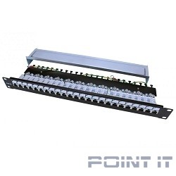 Hyperline PP3-19-24-8P8C-C5E-SH-110D Патч-панель 19", 1U, 24 порта RJ-45 полн. экран., категория 5e, Dual IDC, ROHS, цвет черный