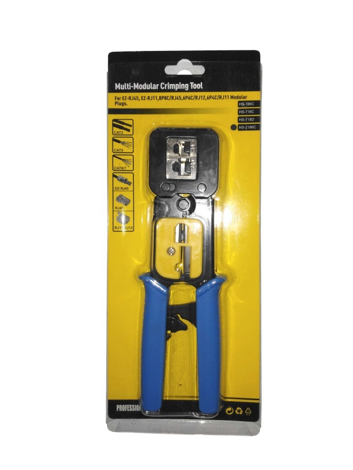 Инструмент обжимной для коннекторов со сквозным отверстием EZNetko plug RJ-45 (8p8c); RJ-11/RJ-12 (6p2c/6p4c/6p6c) L
