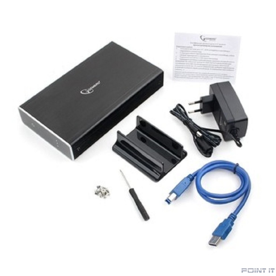 Gembird EE3-U3S-80 Внешний корпус 3.5" чёрный, USB 3.0, SATA, HDD/SSD, до 10 Тб, алюминий