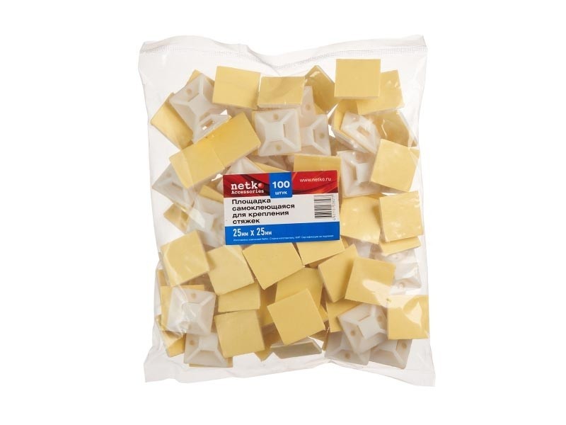 Площадка самоклеющаяся  для крепления стяжек 25мм*25мм (для стяжек шириной 6,2мм), NETKO Optima (упак.100 шт)