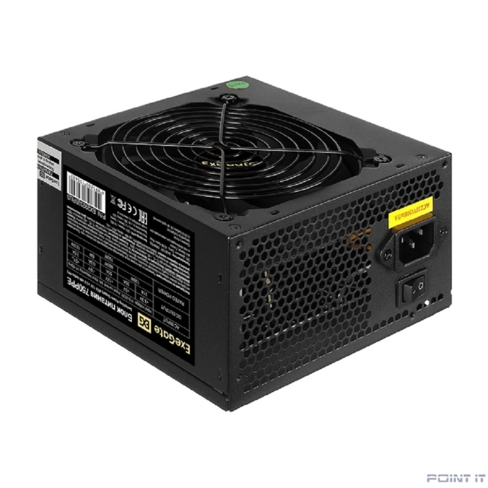 Exegate EX292335RUS Блок питания 750W ExeGate 750PPE (ATX, APFC, КПД 80% (80 PLUS), 12cm fan, 20+4pin, 2x2x(4+4)pin, 4xPCI-E, 6xSATA, 3xIDE, black)