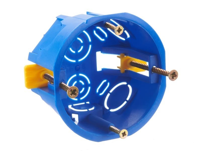 Коробка установочная приборная для полых стен с пластмассовыми лапками УПп 68/45.1.2, синяя