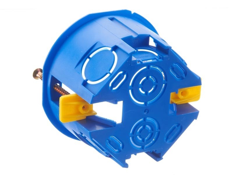 Коробка установочная приборная для полых стен с пластмассовыми лапками УПп 68/45.1.2, синяя