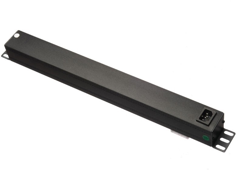 Блок розеток 19, 16А, 8 розеток, без шнура, выключатель, корпус металл, чёрный