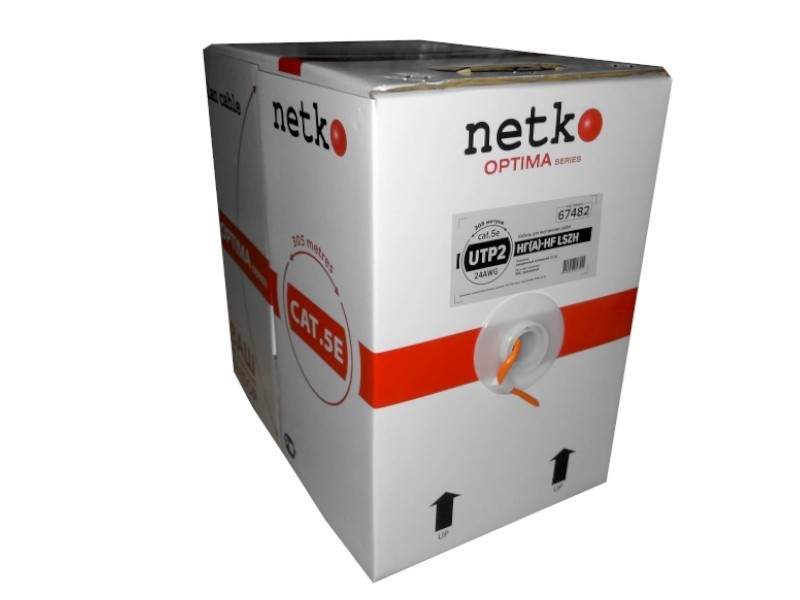Кабель UTP2 cat.5e, одножильный, CCA, нг(А)-HF LSZH, оранжевый NETKO Optima 2м