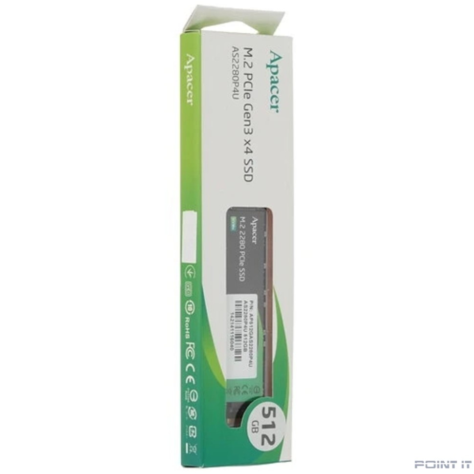 M.2 2280 512GB Apacer AS2280P4U Client SSD AP512GAS2280P4U-1 PCIe Gen3x4 with NVMe