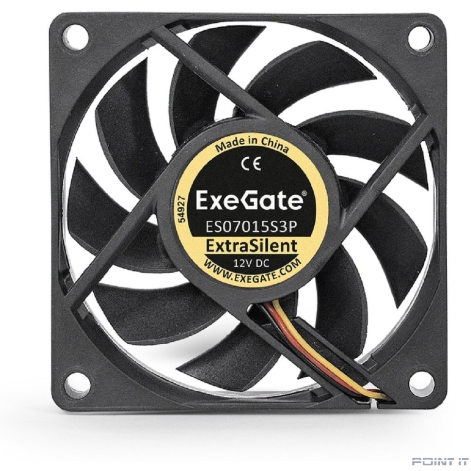 Exegate EX283371RUS Вентилятор ExeGate ExtraSilent ES07015S3P, 70x70x15 мм, подшипник скольжения, 3pin, 2500RPM, 23dBA