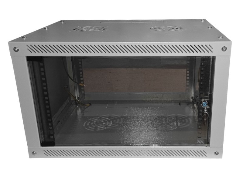 Шкаф настенный 9U серия NOP3 (600х451x502), передняя дверь стекло, разборный, серый Netko