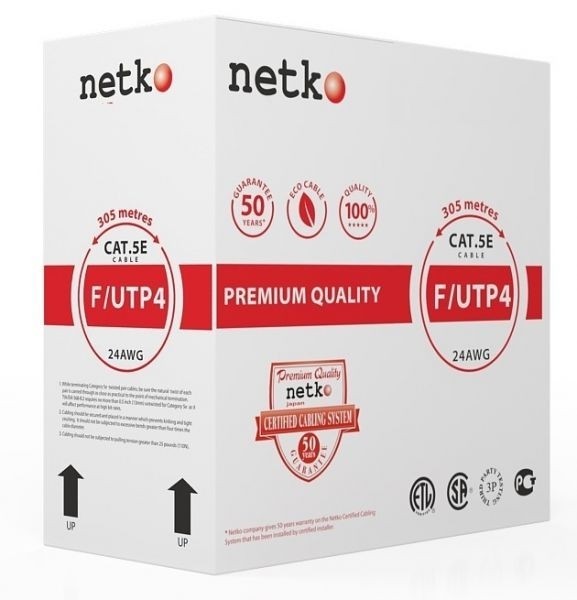 Кабель F/UTP4 (FTP4 ) cat.5e, 4 пары 24 AWG BC, одножильный, экранированный, синий, FLUKE TEST, NETKO Expert СКС 30м