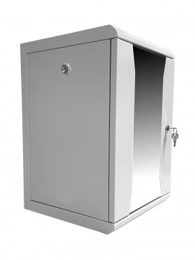 Шкаф настенный 10&quot; 9U серия COMPACT (320х315х465), передняя дверь стекло, серый, Netko