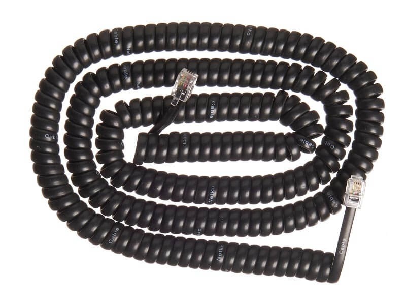 Шнур телефонный витой (4р4с) 7,5 метра / черный, NETKO Optima