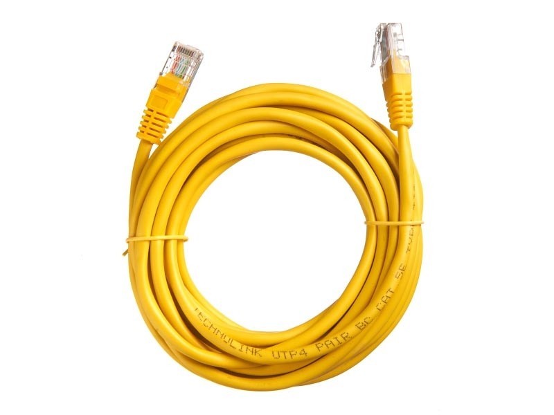 Патч-корд Technolink UTP4 cat 5e, ВС, LSZH, желтый, литой коннектор 10 шт