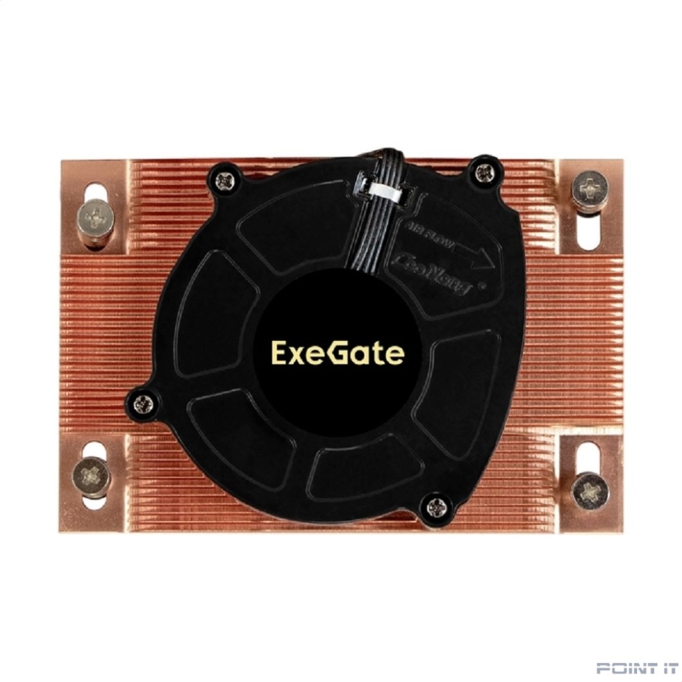 Exegate EX297634RUS Кулер ESNK-P0062AP4v2.PWM.1U.SP3.Cu (радиальный (улитка), медный, 1U, LGA SP3, TDP 165W, PWM, 1100-6300RPM, 2 ball bearing, 4pin, 63db, на винтах, с термопастой, box