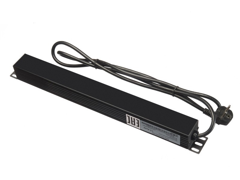 Блок розеток 19, 16А, 8 розеток, шнур 2м, выключатель, черный Netko S