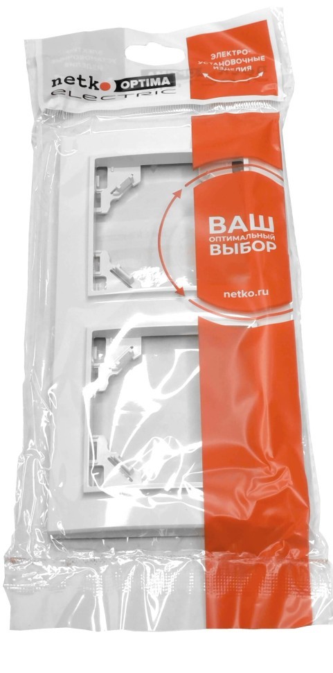 Рамка 2-постовая, пластик, IP20, цвет белый NETKO Optima Electric