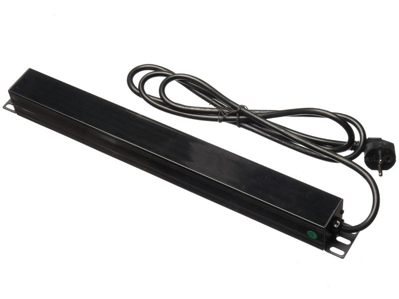 Блок розеток 19, 16А, 9 розеток, шнур 2м, пластиковый корпус, черный