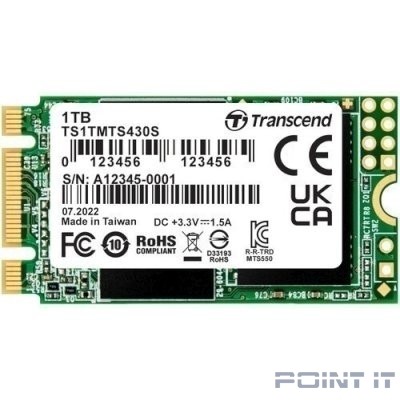 Transcend SSD 430S, 1024GB, M.2(22x42mm), SATA3, 3D TLC, TS1TMTS430S