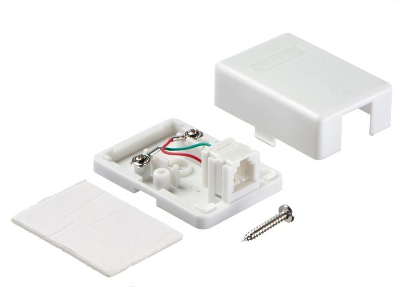 Розетка телефонная внешняя / 1 порт RJ11(6p2c) / 2 контактная, белая, Netko 20шт