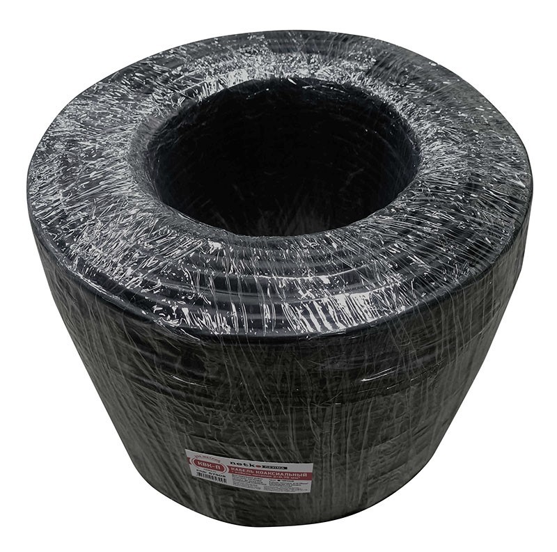 Кабель коаксиальный КВК-П, (CU, оплетка 80 нитей CCA) + кабель питания 2x0.75мм2 (CU, многожильный), черный (40м) NETKO Optima