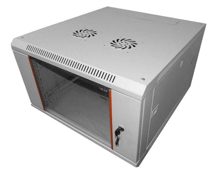 Шкаф настенный 9U серия WM (600х650х500), передняя дверь стекло, разборный, серый Netko