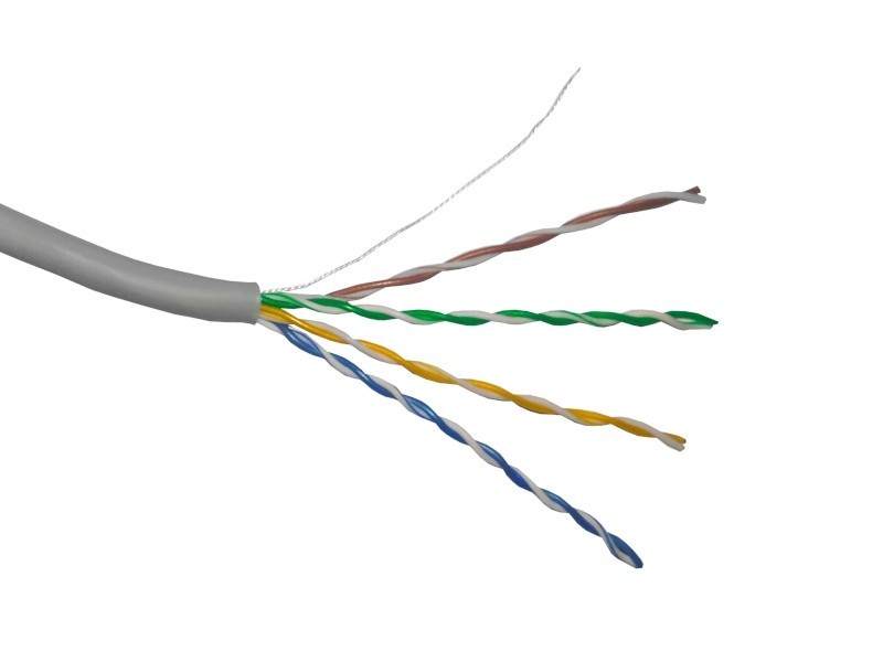 Кабель Skynet Premium UTP4 cat.5е, одножильный, Cu, Проходит Fluke тест, нг(А)-LSZH, серый 10м