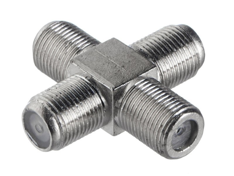 Переходник соединитель на 4 гн F крест (цинк), NETKO Optima 20 шт