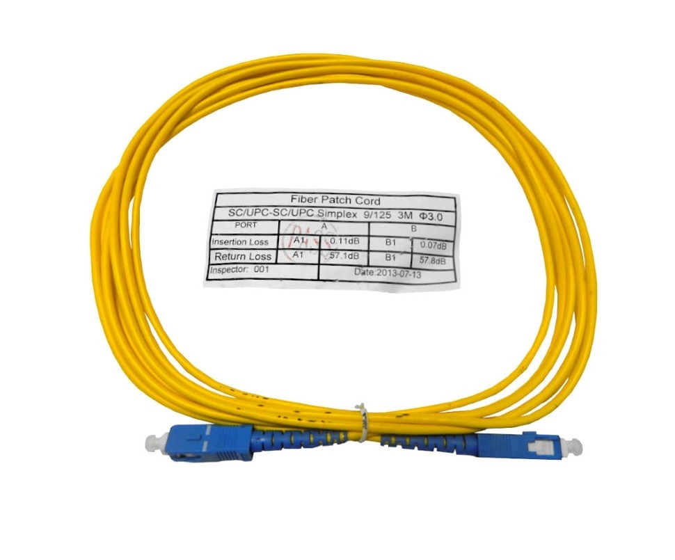Патч-корд оптический соединительный SC-SC/UPC SM Simplex 3.0мм 9/125, 5 шт