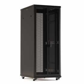  					Шкаф напольный 19-дюймовый, 22U, 1166x600х800 мм (ВхШхГ), передняя и задняя распашные перфорированные двери (75%), ручка с замком, цвет черный 				 