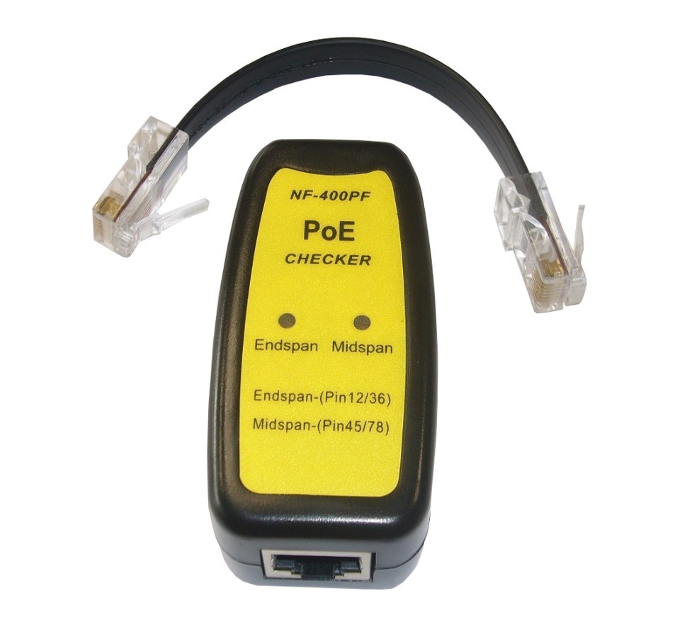 Кабельный тестер RJ45, PoE 802.3af, 2 LED индикатора, черный, Netko
