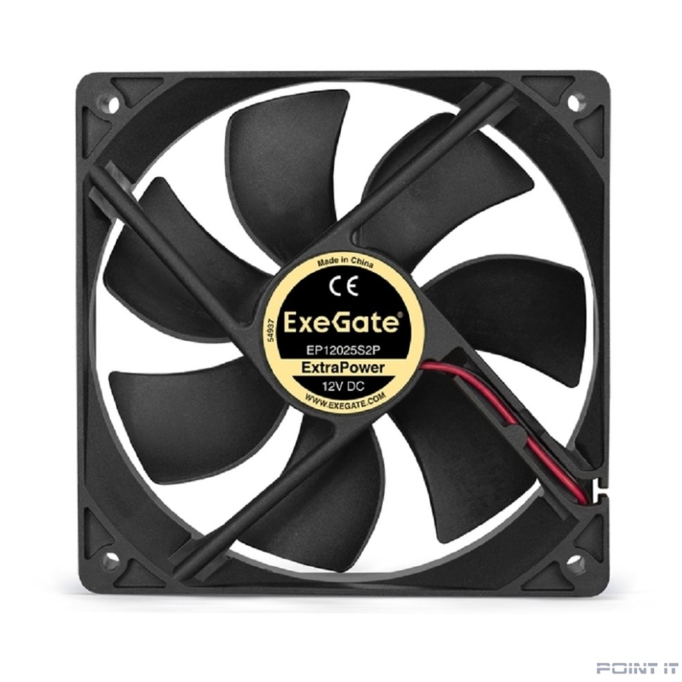 Exegate EX283385RUS Вентилятор ExeGate ExtraPower EP12025S2P, 120x120x25 мм, подшипник скольжения, 2pin, 1600RPM, 26dBA