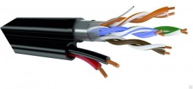 Кабель LC FTP4 cat.5, одножильный / экранированный / 200м / CCA / + кабель питания 2x0.75мм2 CCA многожильный/ для наружных работ