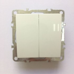 Выключатель Technolink Electric двухклавишный, встраиваемый в рамку, 10A, пластик, IP20, цвет белый РАСПРОДАЖА