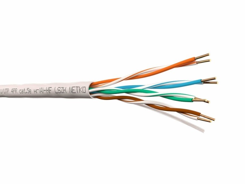 Кабель U/UTP4 cat.5e, 4 пары 24 AWG BC, нг(А)-HF LSZH - малодымный, не содержащий галогенов; белый; одножильный, FLUKE TEST, NETKO Expert СКС 100м