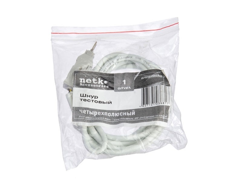 Шнур тестовый четырёхполюсный, 1,5м NETKO Optima