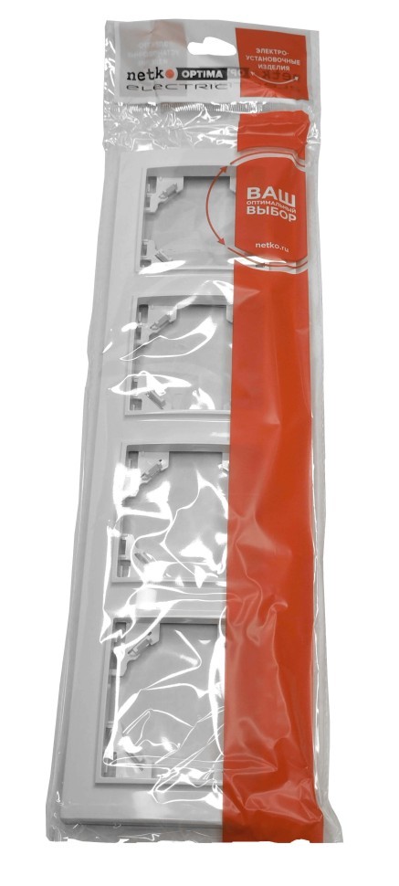 Рамка 4-постовая, пластик, IP20, цвет белый NETKO Optima Electric 10 шт