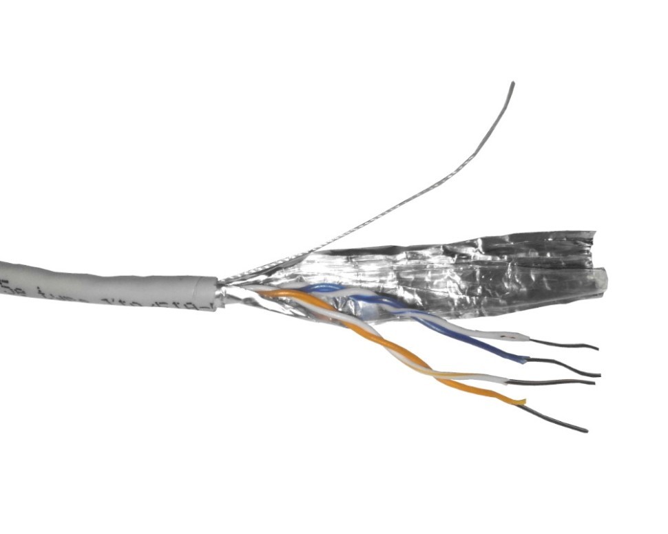 Кабель FTP2 cat.5е, одножильный, экранированный, Cu, серый, NETKO Optima Silver 305м
