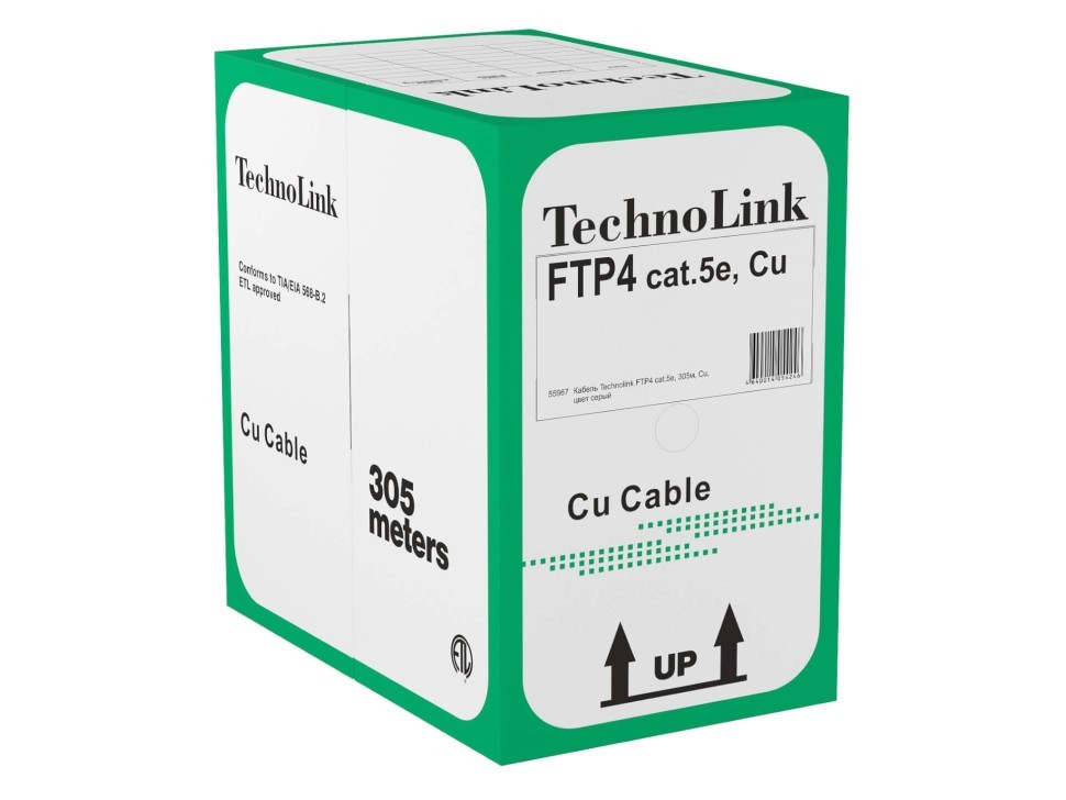 Кабель Technolink FTP4 cat.5е, одножильный, экранированный, Cu 50м