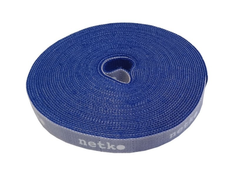 Лента-липучка многоразовая 14,5мм*10м, с насечками для отрыва (каждые 2 см), синяя NETKO Optima