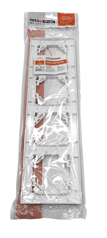 Рамка 4-постовая, пластик, IP20, цвет белый NETKO Optima Electric 20 шт