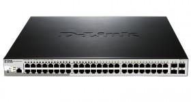 D-Link DGS-1210-52P/ME/B1A, L2 Managed Switch with 48 10/100/1000Base-T ports and 4 1000Base-X SFP ports (8 PoE ports 802.3af/802.3at (30 W), 16 PoE ports 802.3af (15,4 W), PoE Budget 193 W).16K Mac