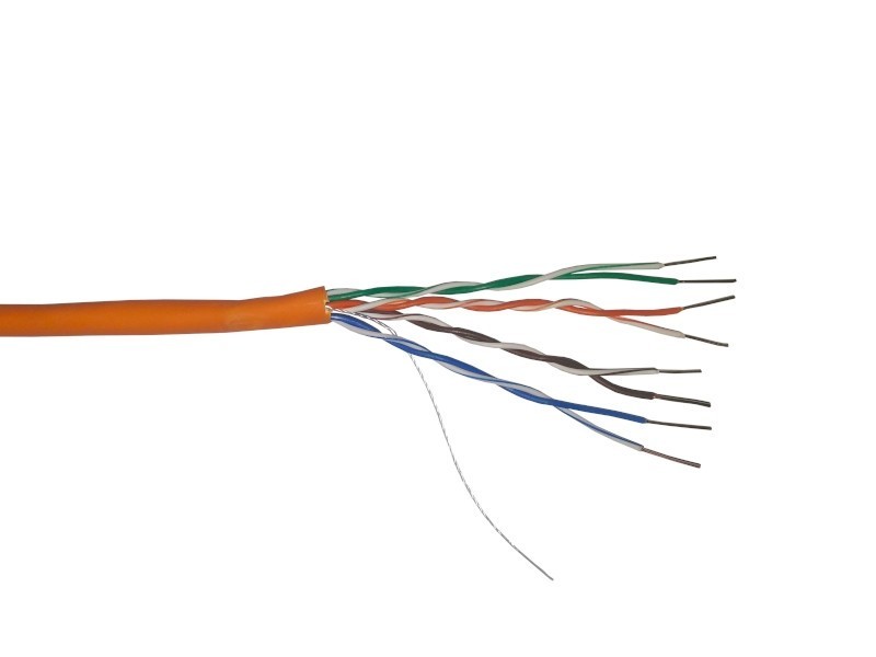 Кабель UTP4 cat.5e, одножильный, CCA, Проходит Fluke тест, нг(А)-HF LSZH - малодымный, не содержащий галогенов, оранжевый, NETKO Optima Gold 305м